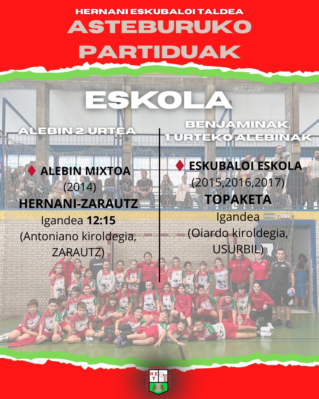 Eskubaloi eskola topaketak martxan